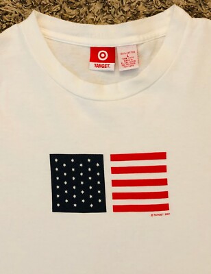 Vintage 2001 Target Official American Flag 9/11 Men's White T-Shirt Size L