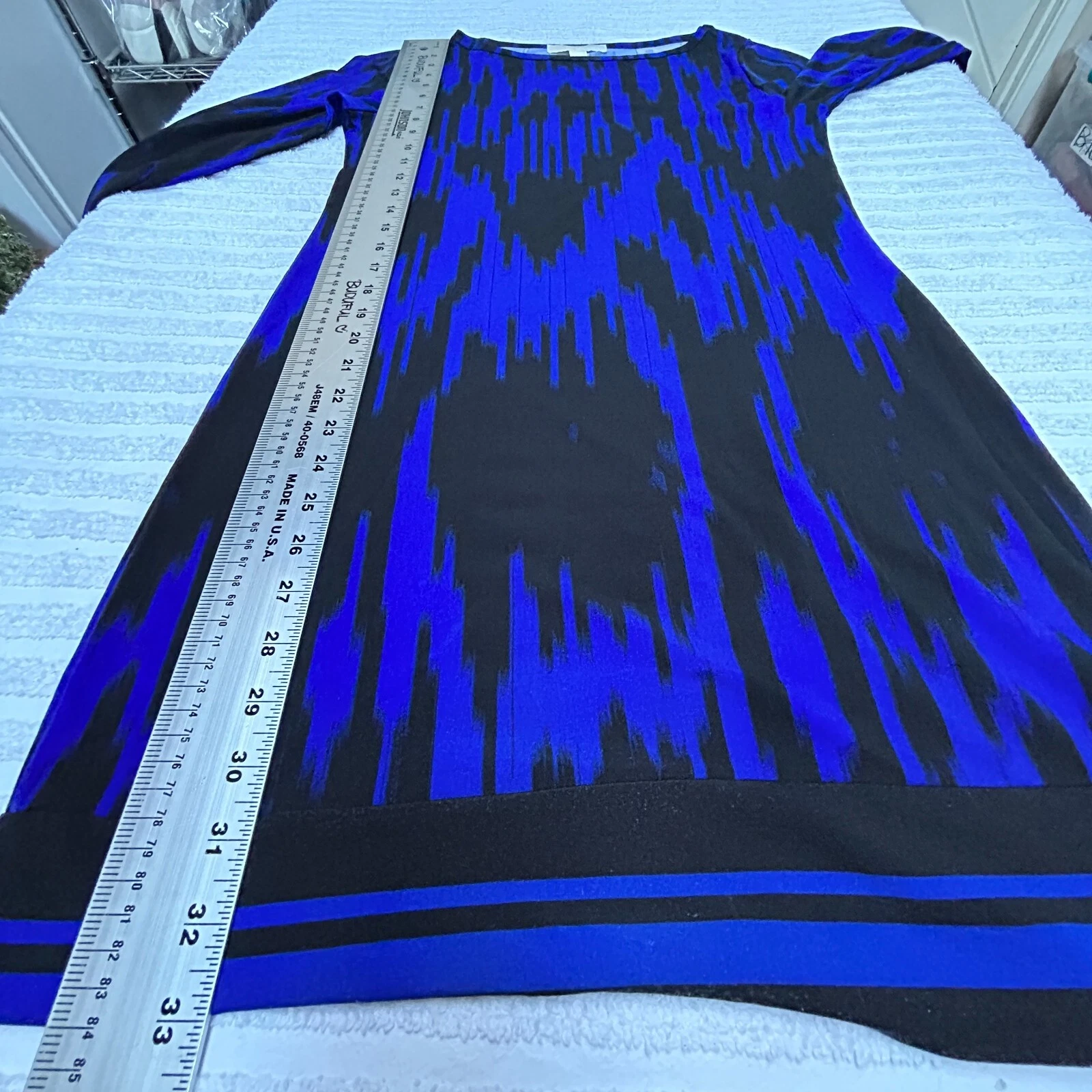 Michael Kors Mini Abito Tubino Donna Manica Lunga Ikat Dark Zurite Small