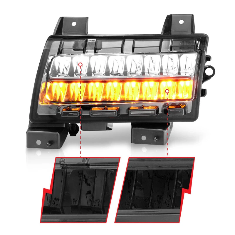 Marcadores laterales LED ANZO para Jeep Wrangler 2018-2021 carcasa cromada lente de humo con Foto 3 de 4
