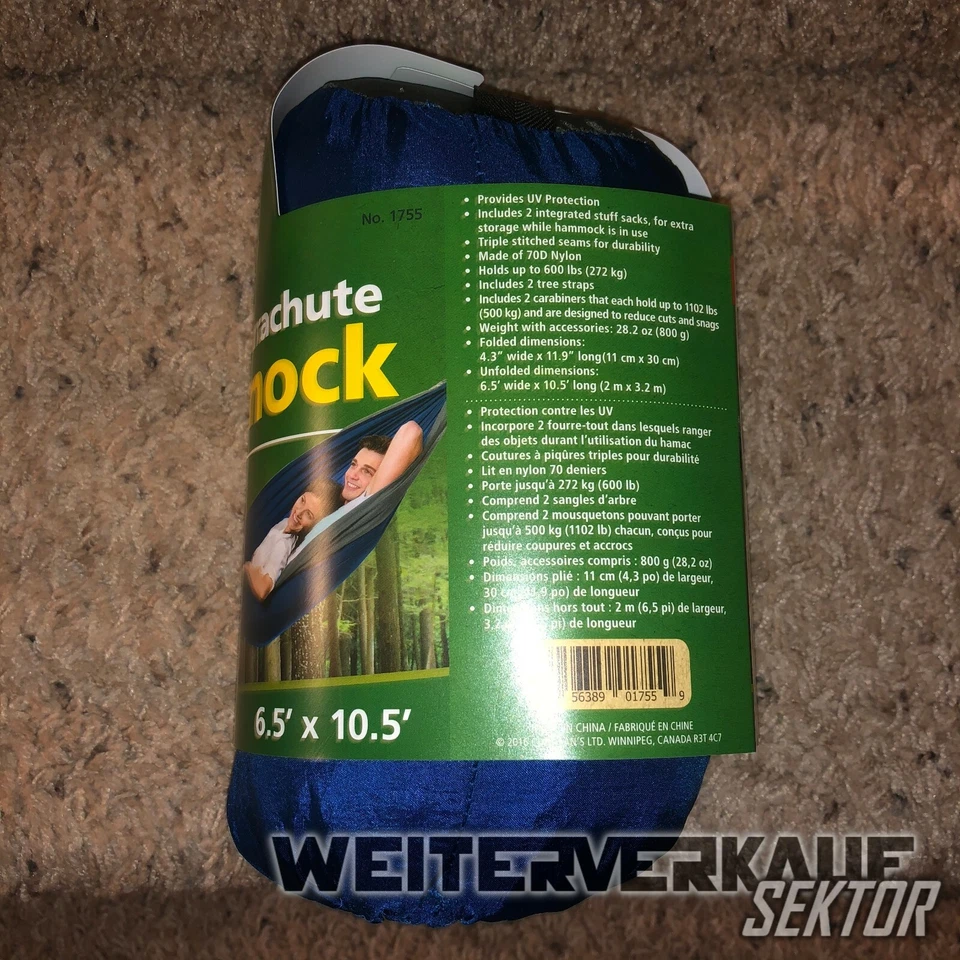 Hamaca doble paracaídas Coghlan's: azul/gris (NUEVA) se envía dentro de los Estados Unidos Foto 2 de 3