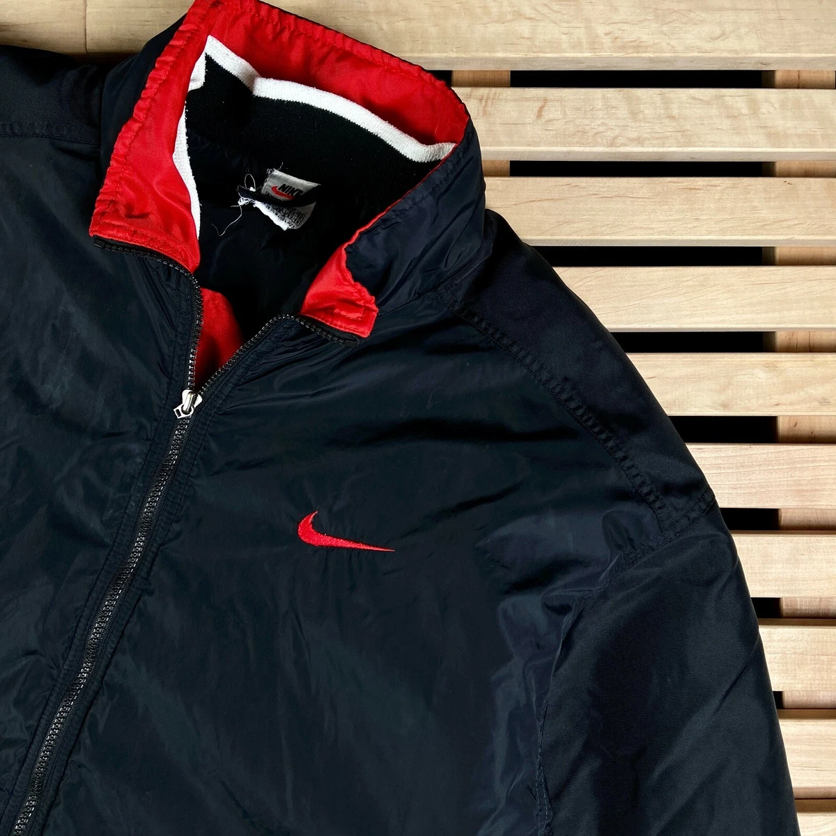 Mens Vintage Jacket Nike Back Big Logo Size L Nylon eBay