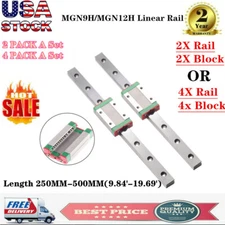 2X 4X MGN9H MGN12H Linear Sliding Guide Rail with Block L250 - 600mm 3D Printer