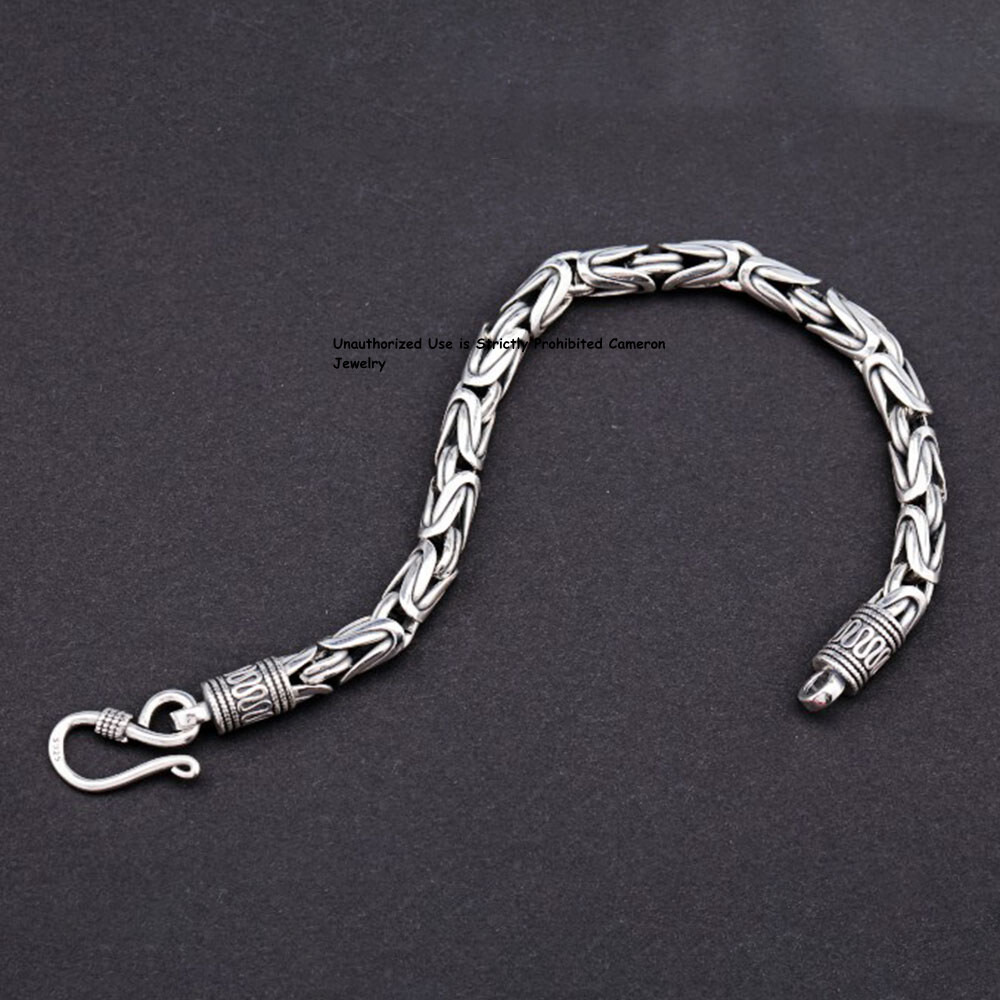 Pure S925 Sterling Silver Chain Men Women 4mm Byzantine Link