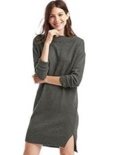 Gap Women's shine cozy rib Trim Sweater Dress, charcoal heather Sz XS (55222)