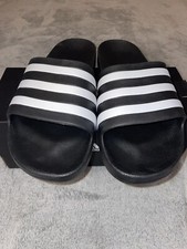 Image of Adidas Men's Adilette Aqua Slides Black White F35543 SIZE 12 New With Box