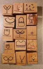 Stampin Up! Rubber Stamp On Wooden Block Retired 1999 (Set Of 15)