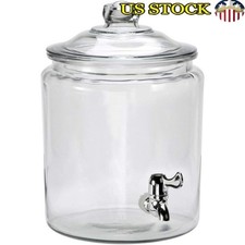 2 Gallon Glass Jar W/ Spigot Lid Durable Drink Dispenser Food Safe Made in USA