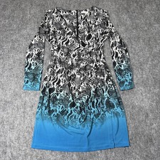 Calvin Klein Dress Womens 12 Multicolor Animal Print Ruched V Neck Sheath