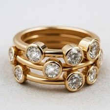 Top Quality! 2.00 Carat D/VVS Lab Grown Round Diamond Bubble Ring In Yellow Gold
