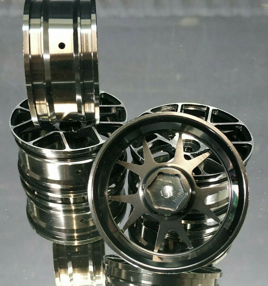 ECHTE ALUMINIUM RC-CAR BI-COLOR FELGEN 1:10 PASSEND FÜR TAMIYA HPI KYOSHO ETC. - Bild 2 von 2