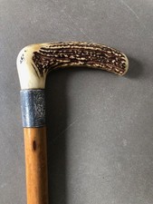 Vintage Gehstock Gehstock mit Knochen/Horngriff Silber (gepunzt) Kragen