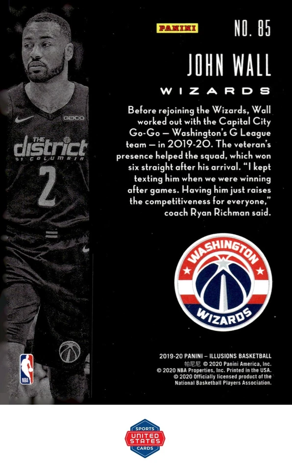 2019-20 Panini Illusions #85 John Wall - Image 2 of 2