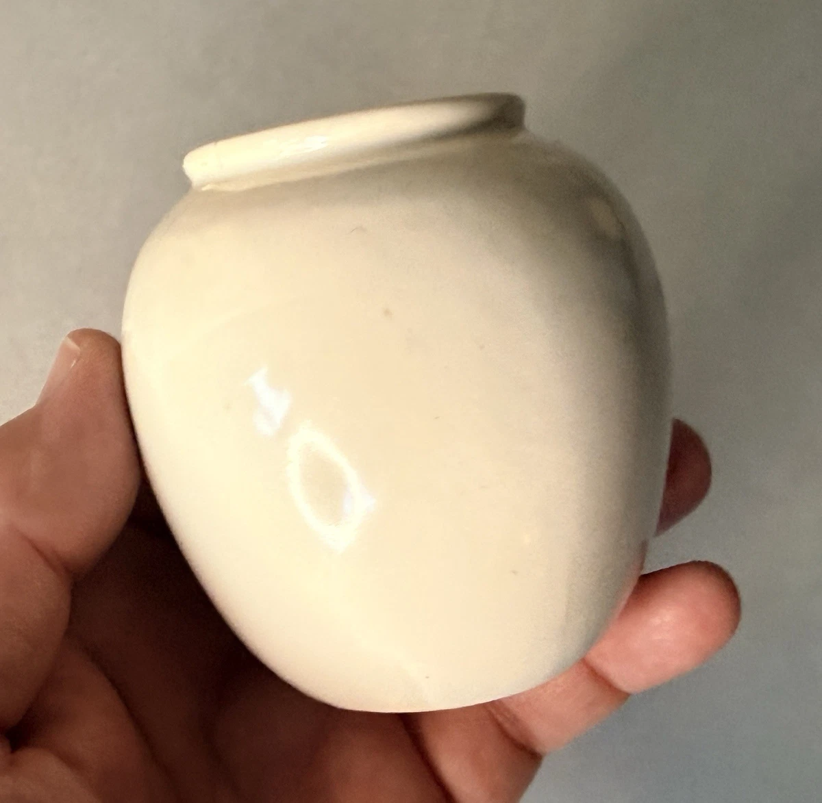 Small Vintage Celadon Glazed Porcelain Vase East Asian Style Signed, 3"