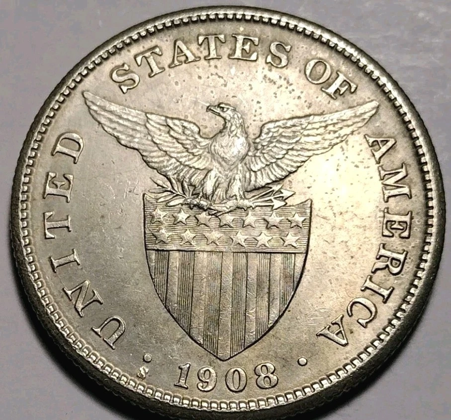 Moneda de plata de 1 peso Filipinas década de 1908 Estados Unidos-Filipinas C25-574 Foto 2 de 4