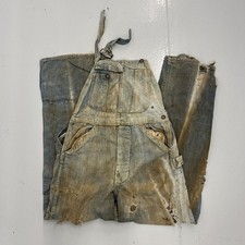 Vintage 40s WW2 Blue Zinc Distressed Denim Overalls 30x31 1940s True Vintage