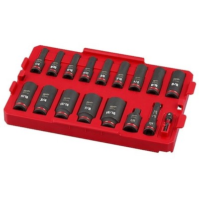 Milwaukee Tool 49-66-6815 17 Pc. Shockwave Impact Duty 3/8'' Drive Sae Deep Well