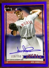 2026 Topps Series 1 Jim Abbott 1991 on card Auto Blue Foil #30/150 Angels