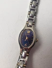 Seiko Womens Watch Blue Face 1N01-OCT0 R2 Silver Stainless Band Vintage Japan