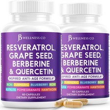 Resveratrol, Grape Seed Extract, Berberine, Quercetin Formula- 2-Pack