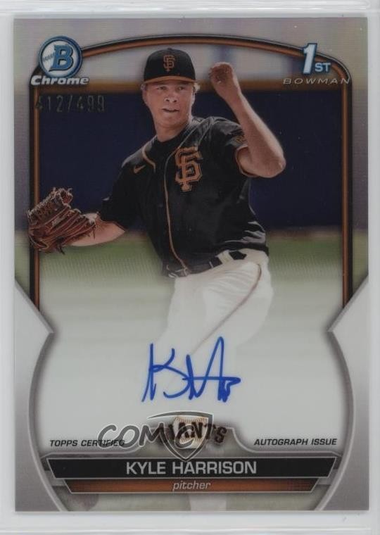 2023 Bowman Chrome Prospect Auto Refractor 412/499 Kyle Harrison #CPA-KH