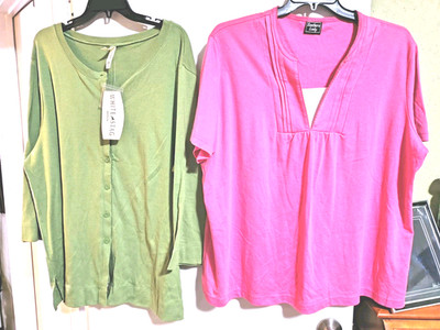 White Stag Cardigan Sweater Woman Size 3X  Button 3/4 Sleeve  & SS Casual  Top