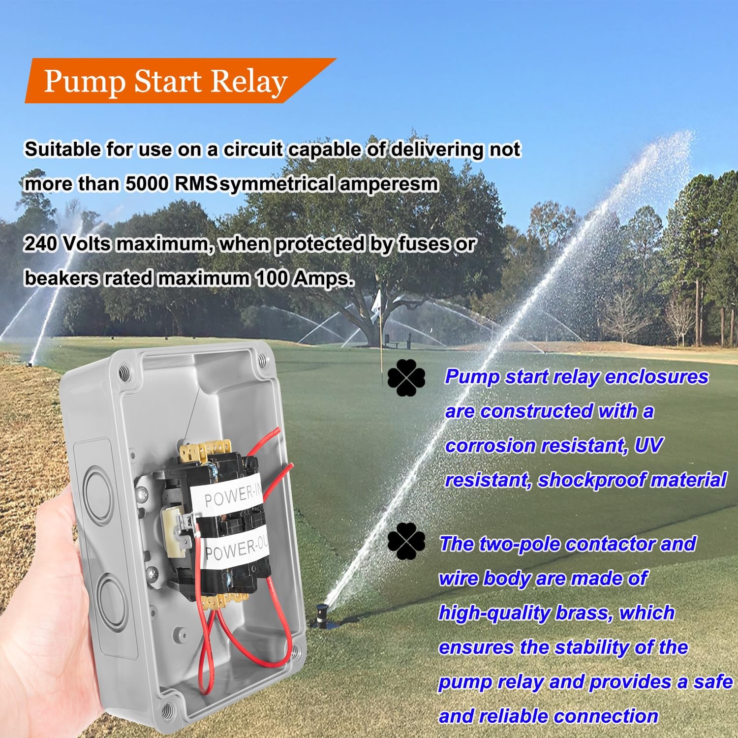 1522 Pump Start Relay with Enclosure 3 HP / 110V / 220V 24V Coil for Irrigation