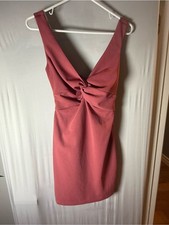 Lulus Dusty Rose Twist Front Bodycon Mini Dress Size Medium