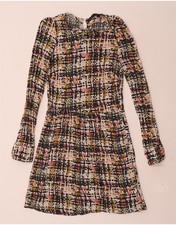 Zara Womens Long Sleeve A-Line Dress UK 6 XS Multicoloured Geometric BM03