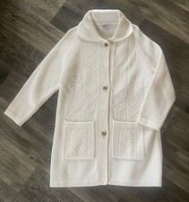Vintage Ivory Sweater Cardigan Collar  Gold Buttons Women's S/M Preppy Classic