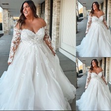 Plus size Wedding Dresses with Detachable Sleeves Lace Appliques Bridal Gowns