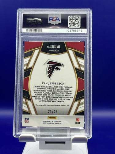 2023 Panini Select #SELSV-JE Van Jefferson FIRMA TIE-DYE Prizm PSA 9 (20/25) - Foto 2 di 3