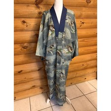 Japanese Kimono Men s Navy Blue Samurai Cotton Silk Juban Underwear Robe