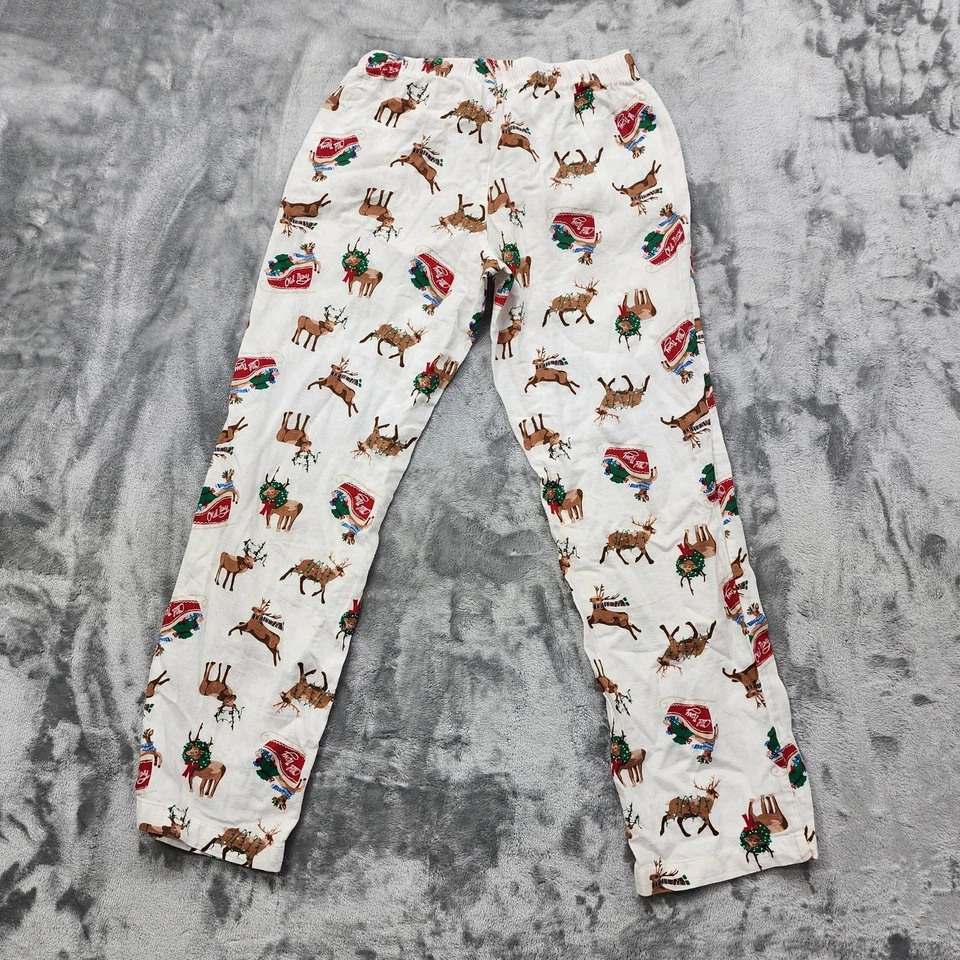Pantalones de pijama antiguos azul marino para mujer XS franela blanca renos vacaciones Navidad informales Foto 2 de 4
