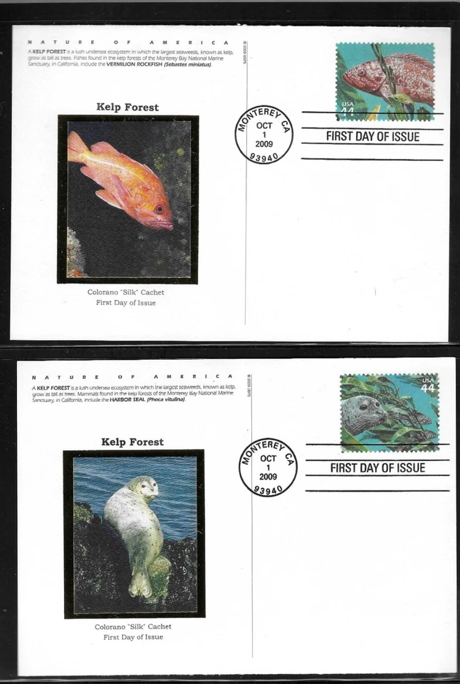USA SC # UX587-UX596 Kelp Forrest  FDC . Colorano Silk Cachet - Image 4 of 4