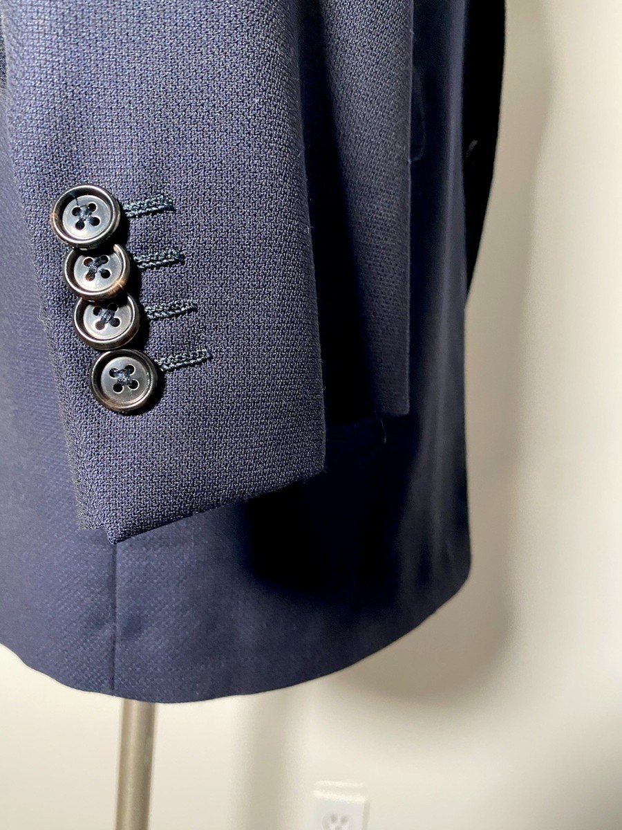 44XL Ermenegildo Zegna CUSTOM High Performance Blu Hopsack Canvas Blazer 44L View 6