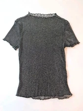 Black Metallic Sheer Mesh Top Women's Medium Whimsigoth Grunge Punk Rave Witchy