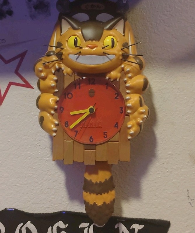 Studio Ghibli Cat Wall Clock Analog Arabic Numerals Brown Orange Yellow