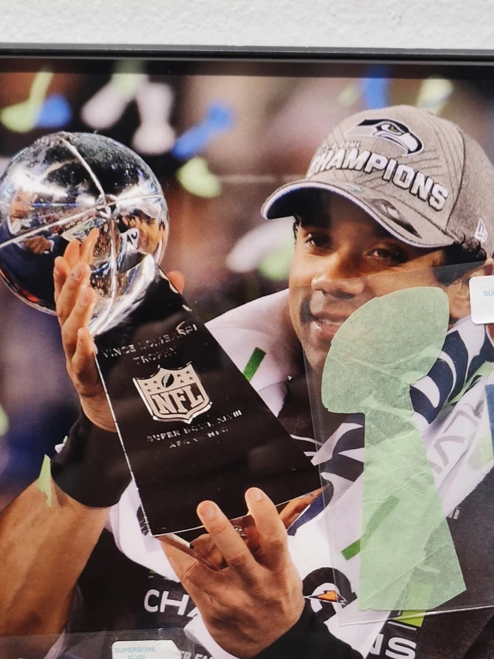 Seattle Seahawks Russell Wilson Framed Photograph And Confetti From Superbowl  - Image 2 of 4