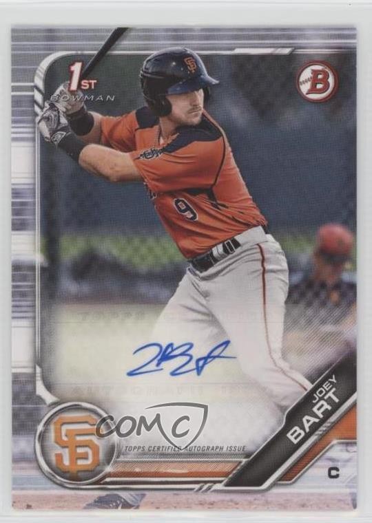 2019 Bowman Prospect Joey Bart #PA-JB Auto c6x