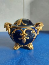 Ackermann Fritze Kobalt Deckeldose Schmuckdose Porzellan Werksbestand bis 1951