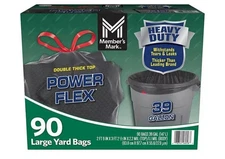 Member's Mark 39 Gallon Power Flex Drawstring Yard Trash Bags (90 ct. )