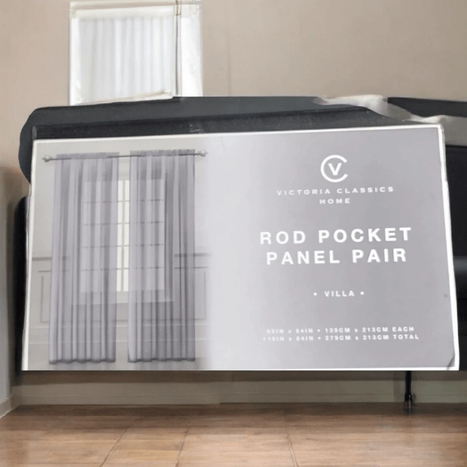 PAR DE PANELES DE BOLSILLO VICTORIA'S CLASSIC HOME ROD *VILLA* 55"X84"ea Nuevo PLATA/GRIS Foto 2 de 4
