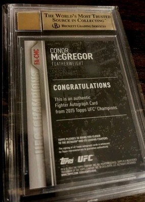 Conor McGregor 2015 Autograph Topps UFC Champions Auto BGS 9.5