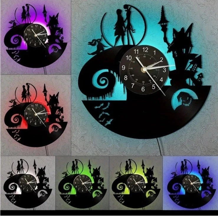 Reloj Disco Vinilo Navidad Pesadilla Antes De Navidad ¡Nuevo En Caja! ¡Luces LED! Foto 2 de 4