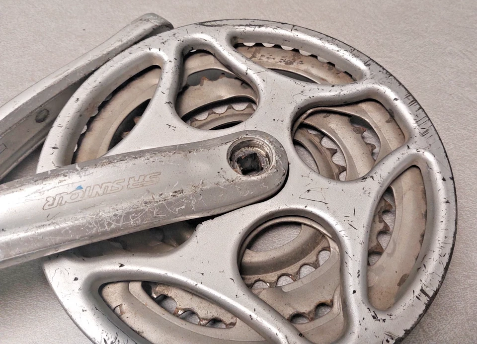 Juego de triple manivela SR Suntour plateada 170 mm 48/38/28T Hybrid Touring envío a EE. UU.:) Foto 4 de 4