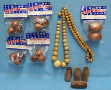 LOT OF APPROX 92 WOODEN BEADS NEW USED LARGE SMALL
