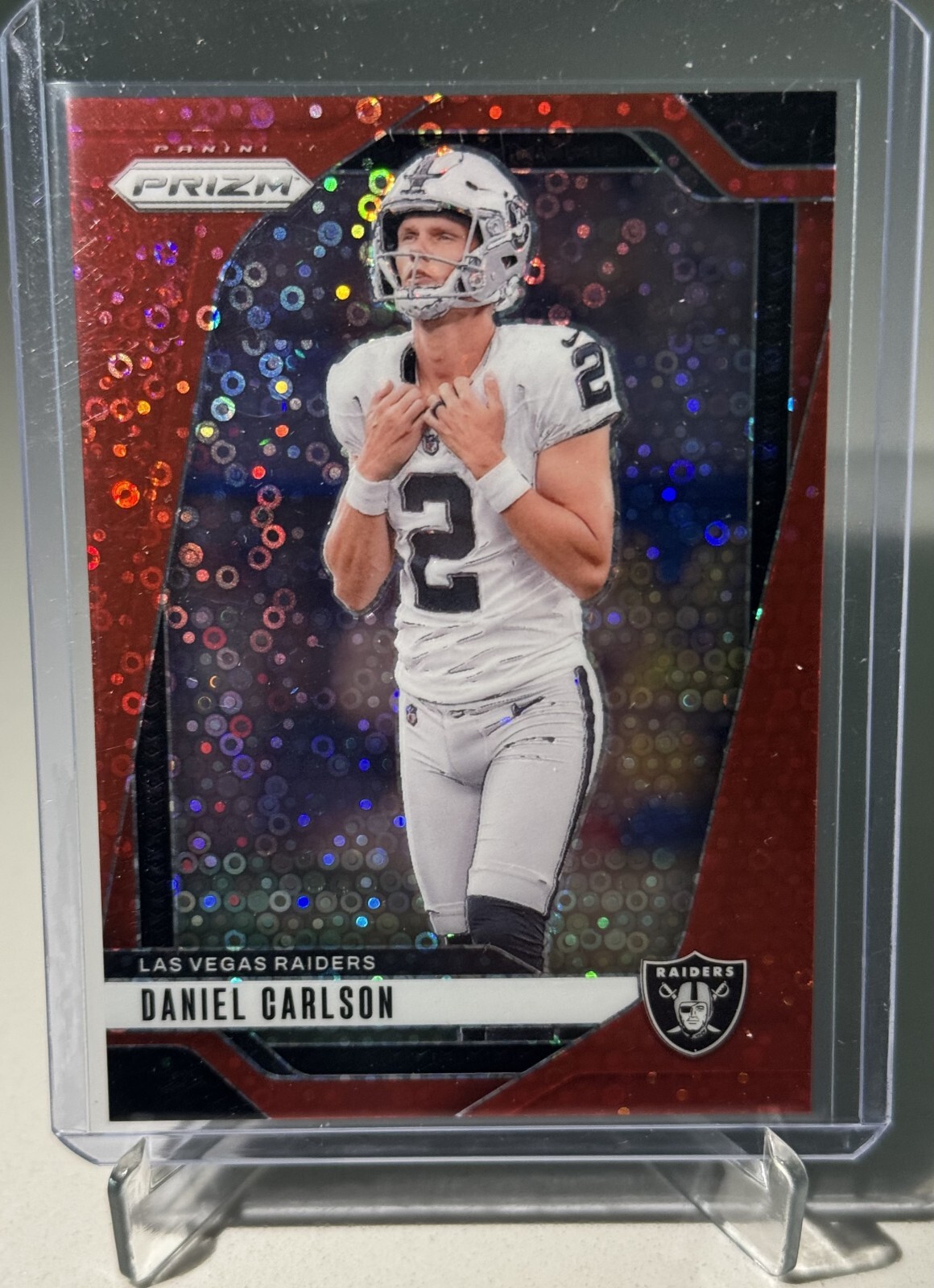 2024 Panini Prizm - Daniel Carlson - Red Disco Prizm - 11/75!