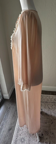 Atemberaubendes Vintage Gossard Artemis Nachthemd pfirsichfarben Nylon & Rüschen Größe Small - Bild 9 von 10