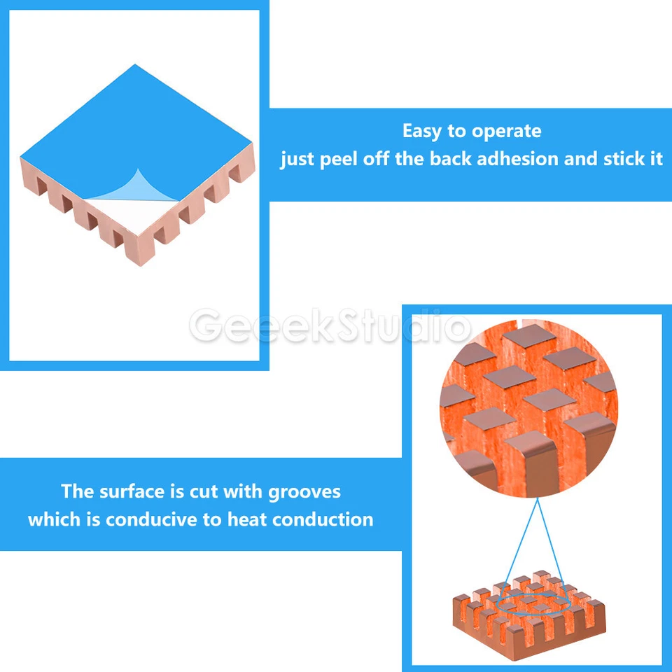 8pcs Copper Heatsinks CPU Cooler for Raspberry Pi 5 - Image 3 of 4