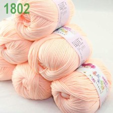 Sale 6x50g balls Soft Cashmere Silk wool Hand Knitting baby Yarn Flesh Pink 02